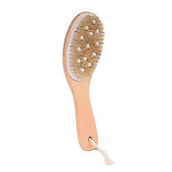 Wooden Back Scrubber with Long Handle for Shower, Deep Exfoliating Bath Brush for Smooth Skin