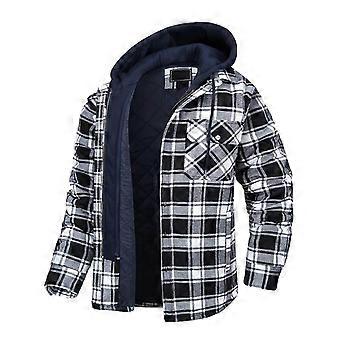 Homme Automne/Hiver À Revers À Manches Longues Plaid Capuche Épaissi Chemise Veste