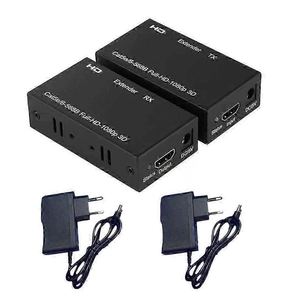 60M Extender RJ45 -Compatible Extender 1080P Signal Network Extender CAT5/6 LAN Extensor EU PLUG