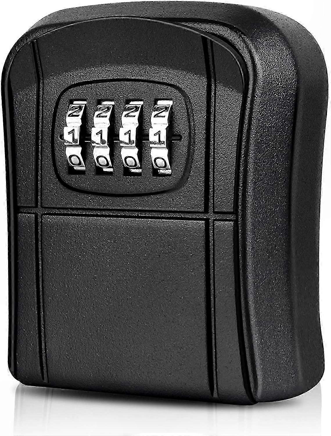 Secure Outdoor Key Storage Mini Wall-Mounted Key Box with 4 Digit Numeric Code, Resettable & Waterproof (Black)