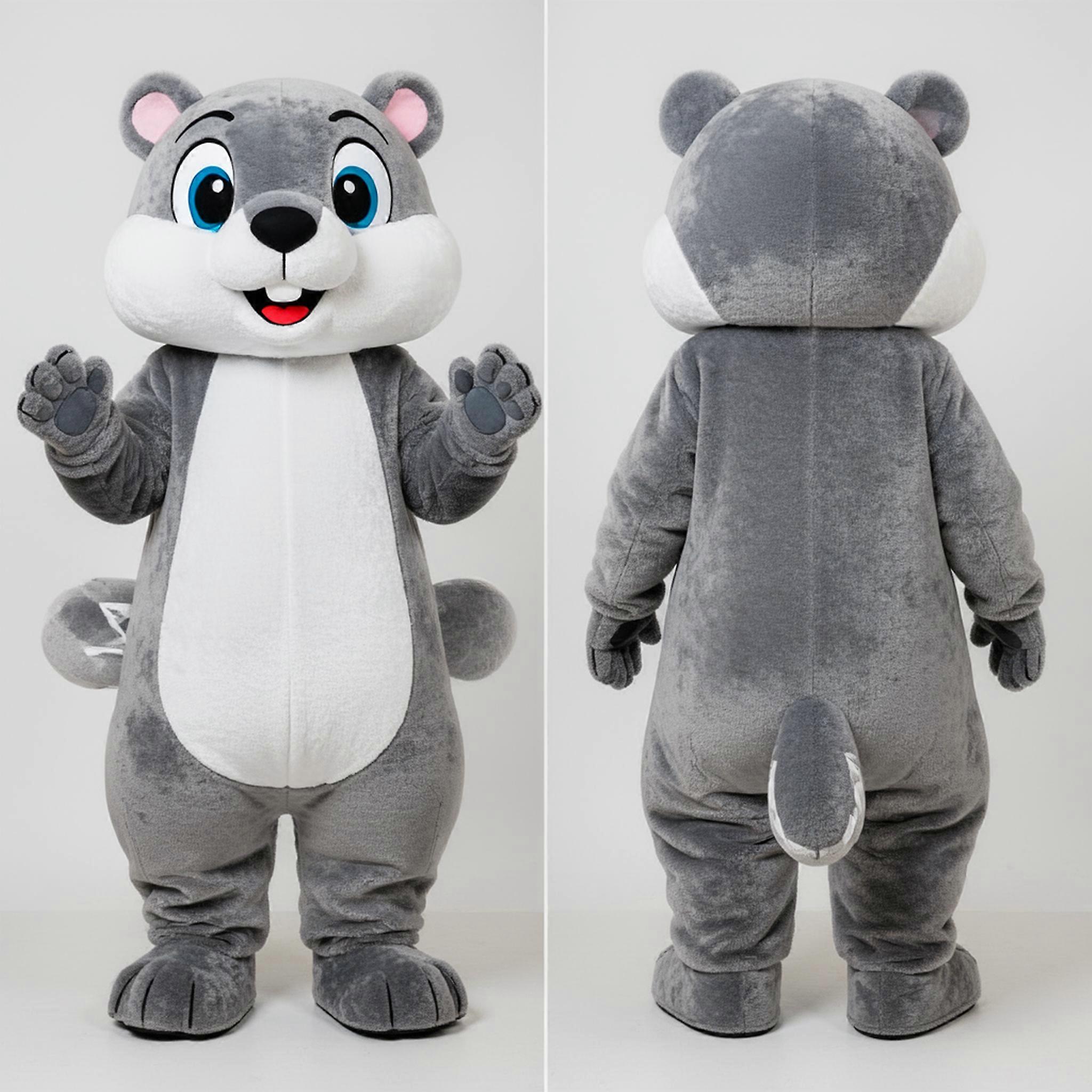 MASTICOT Gray Fluffy Marmot Mascot