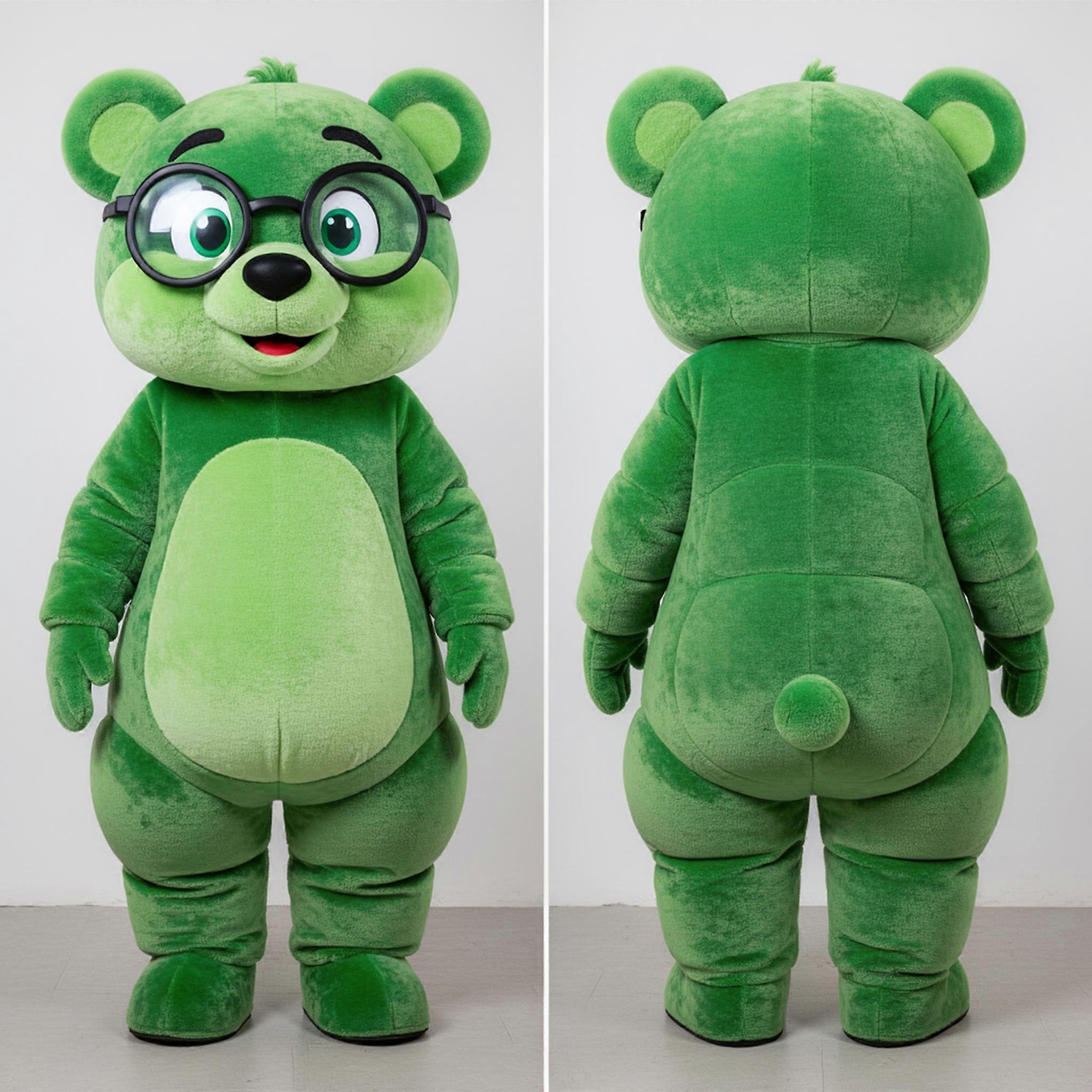 MASTICOT Emerald Green Friendly Spectacled Bear Mascot