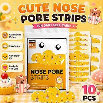 Adesivos para poros do nariz em formato de desenho animado - Absorção suave de oleosidade e cuidado com cravos para uma pele macia.