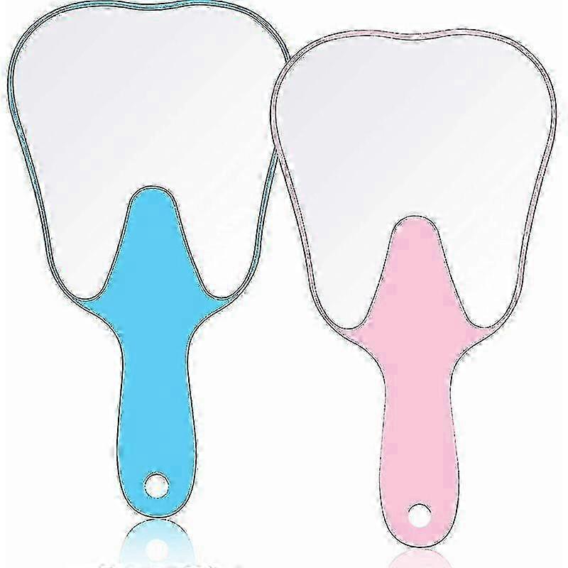 Cute Tooth Shaped Handheld Mirror 2 Pack Plastic Makeup Hand Held Mirrors