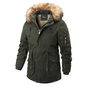 Heren parka met fleecevoering, capuchon, gewatteerde jas, warme, winddichte, dikke winterjas met zakken, windbreaker, tactische jas voor mannen