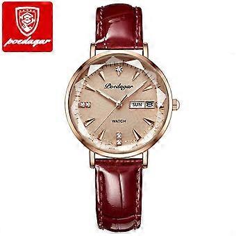 312 Fashion Dameshorloge Waterdicht Datum Lichtgevend Polshorloge voor Dames Top Luxe Lederen Quartz Meisjeshorloges