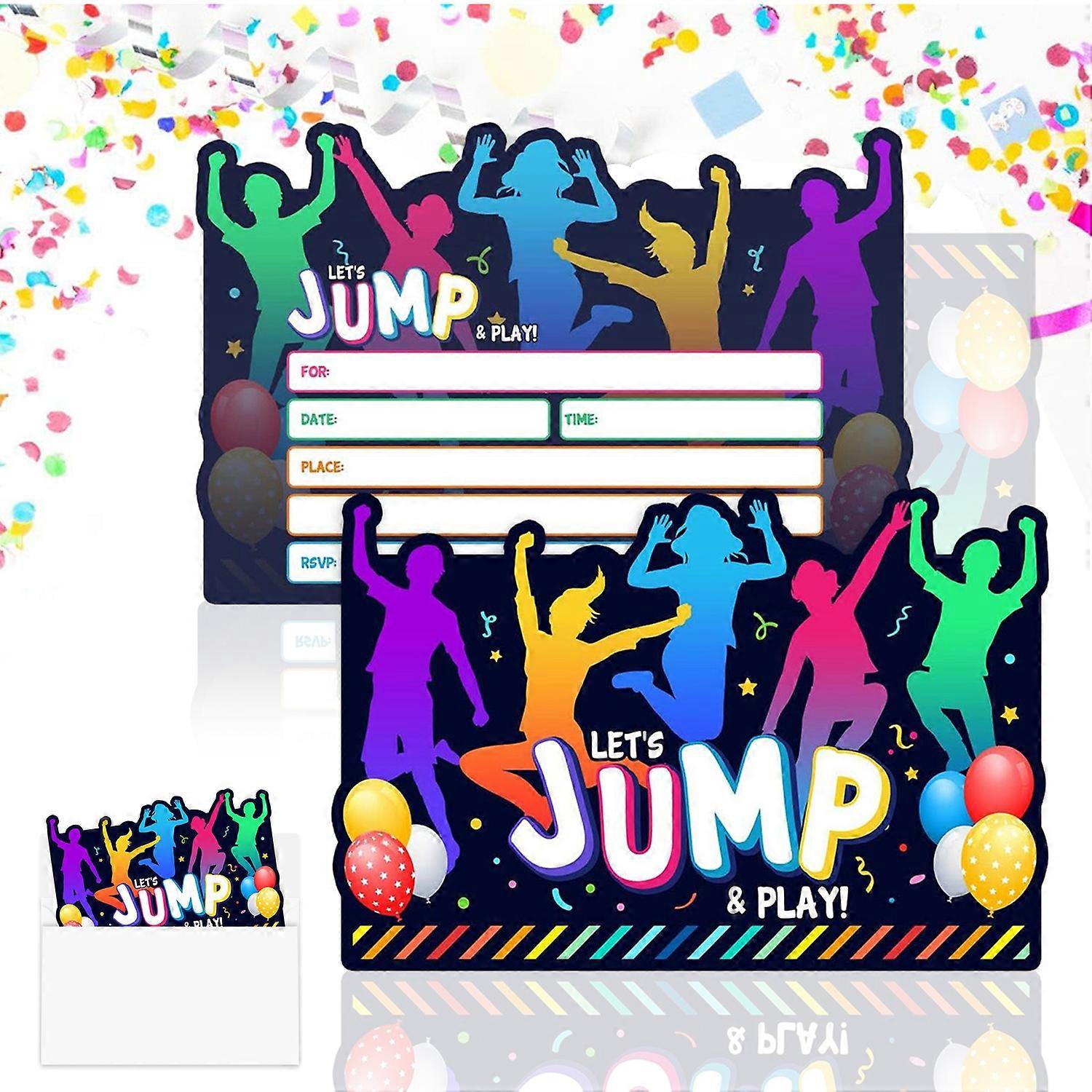 Exquisite Vibrant Trampoline Birthday Invitations