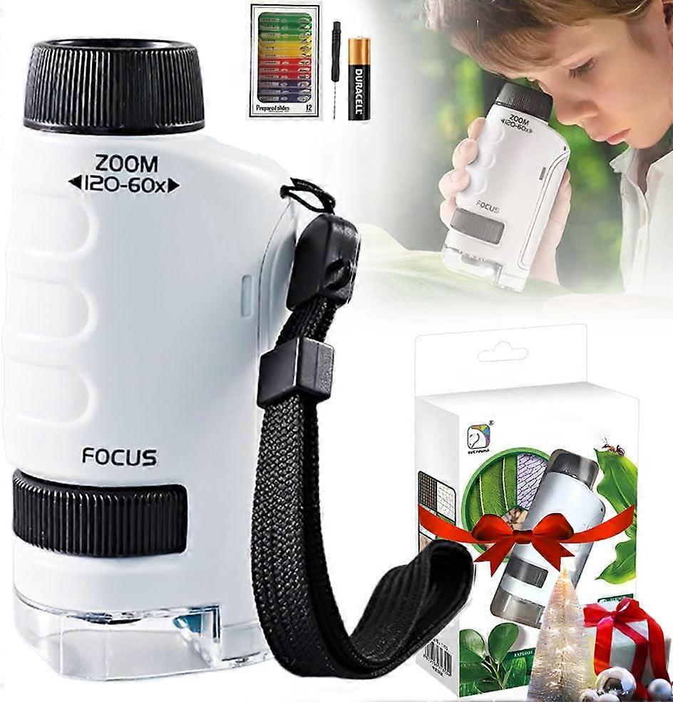 Kids Microscope White Educational Mini Microscope for Beginners with Neutral White Finish