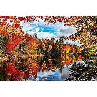Autumn Lake Jigsaw Puzzle for Adults and Family Features Breathtaking Autumn Foliage Against a Reflective Lake UE2252