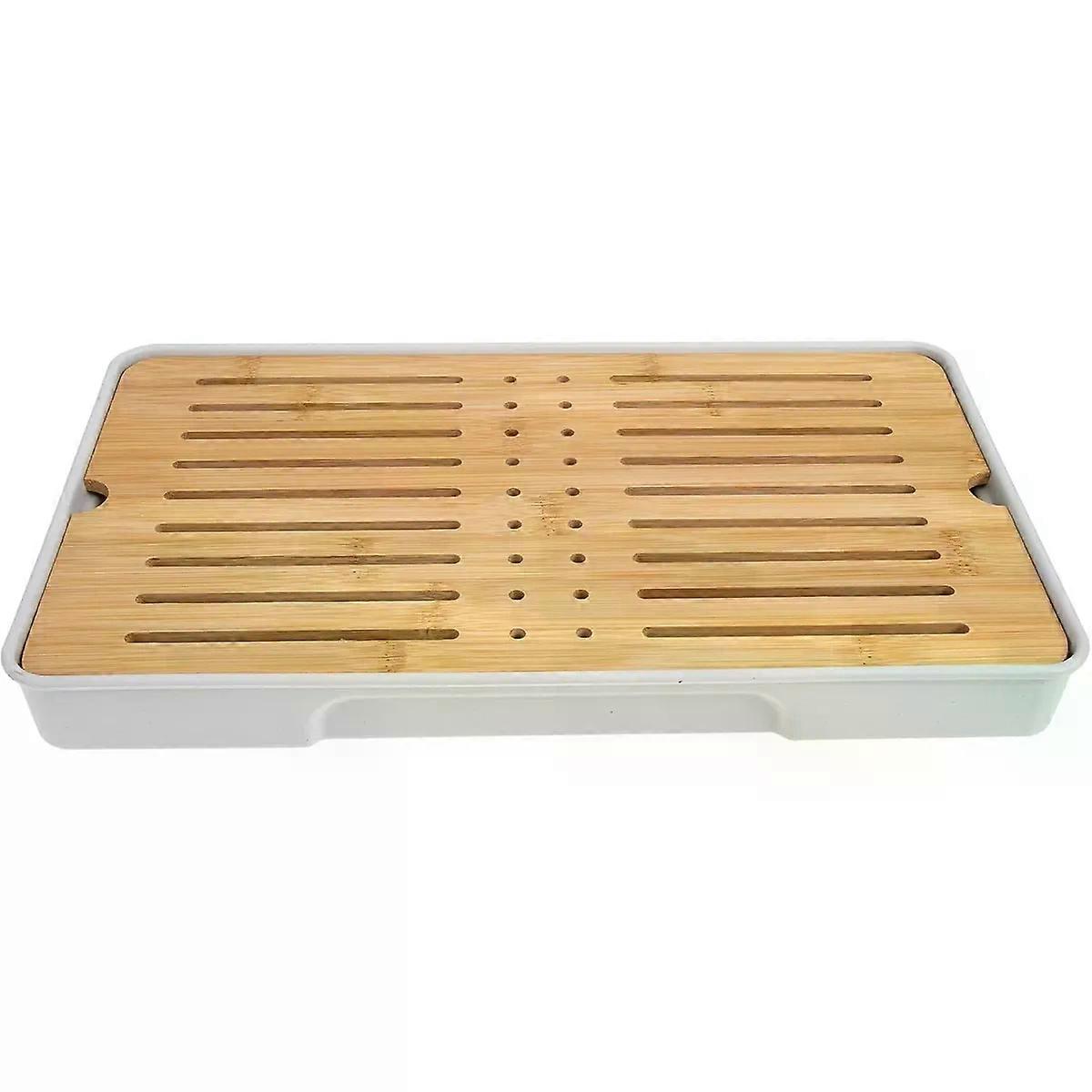 Style Bamboo Tea Tray Rectangular Water Storage Holder