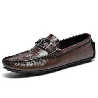 Luxuriöse, neue Herrenschuhe aus echtem Leder mit Krokodilmuster, Slipper für Herren, modische flache Schuhe für Herren, ideal zum Autofahren.