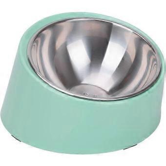 15 Tilted Dog and Cat Bowl, Non-Slip, Spill-Proof, Easy to Reach, 3 Cups, Light Green