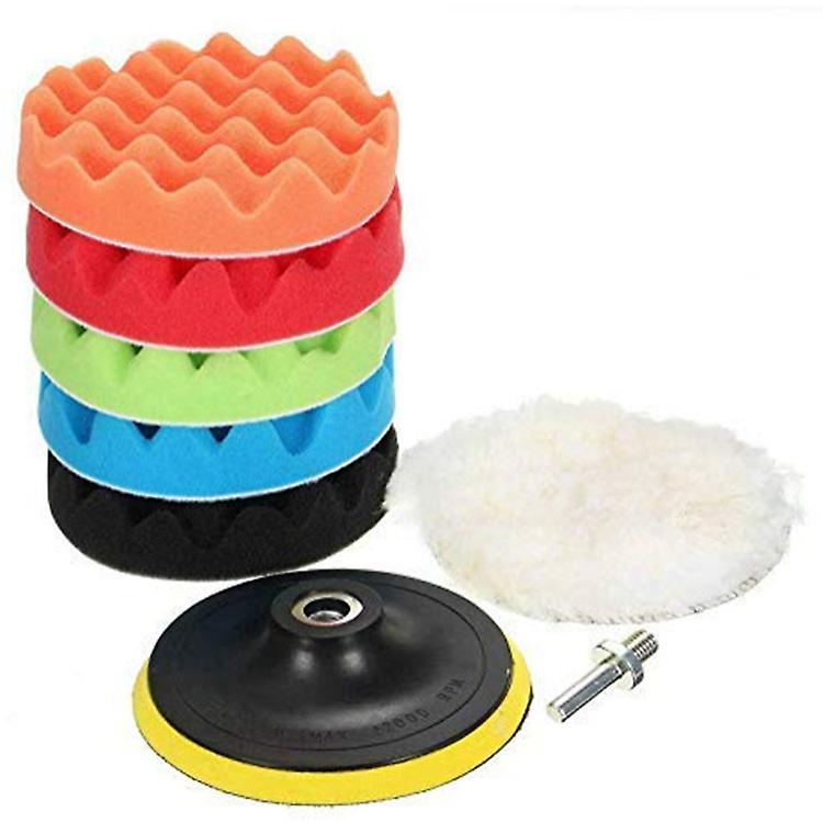 Polishing Sponge Kit With Drill Adapter And Wool Waxing Pads, 8 Piece Polishing Pad Set For Car,,semaket, Polisher And Waxer