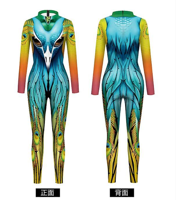 Tuta Jumpsuit Donna Spalline Scoperte Stampa Animalier Con Polsini A Tromba - Sexy&Fashion Taglie S-XL - Foto 2