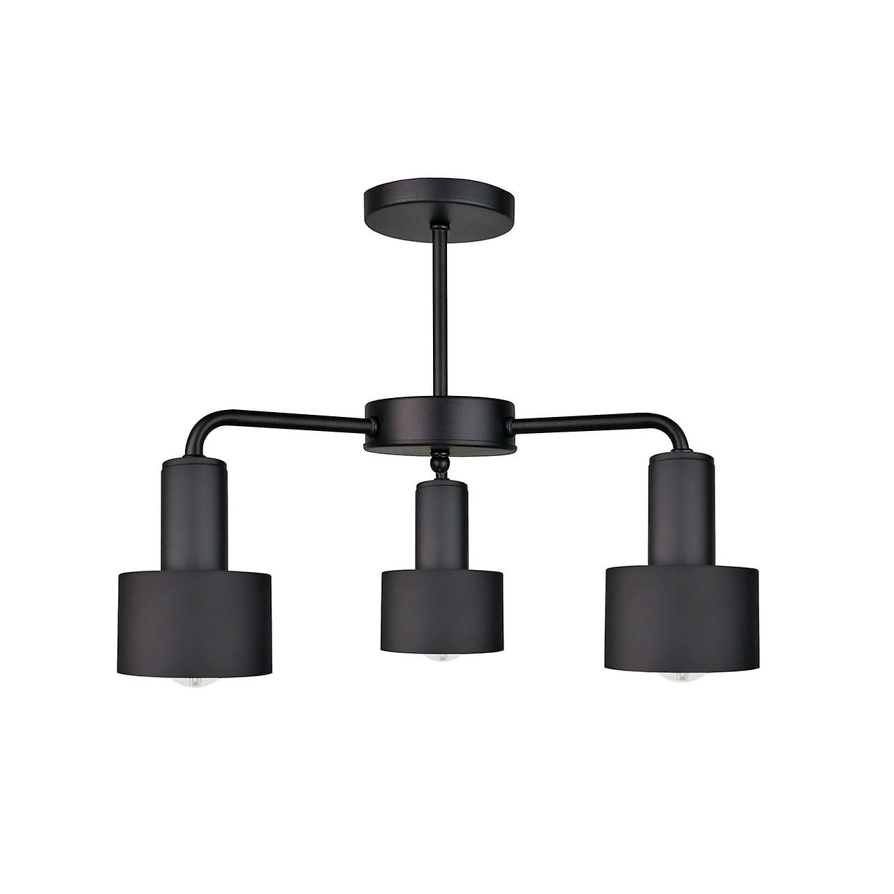 Luce Multi Arm Semi Flush Ceiling Light Black, 44cm, 3x E27