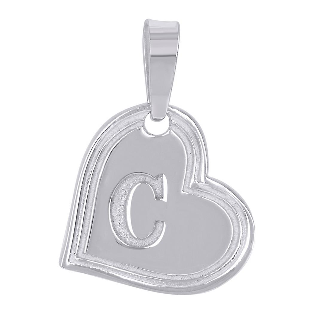 925 Sterling Silver Womens Love Heart Letter Name Personalized Monogram Initial Alphabet C Charm Pendant Necklace 22.8x1