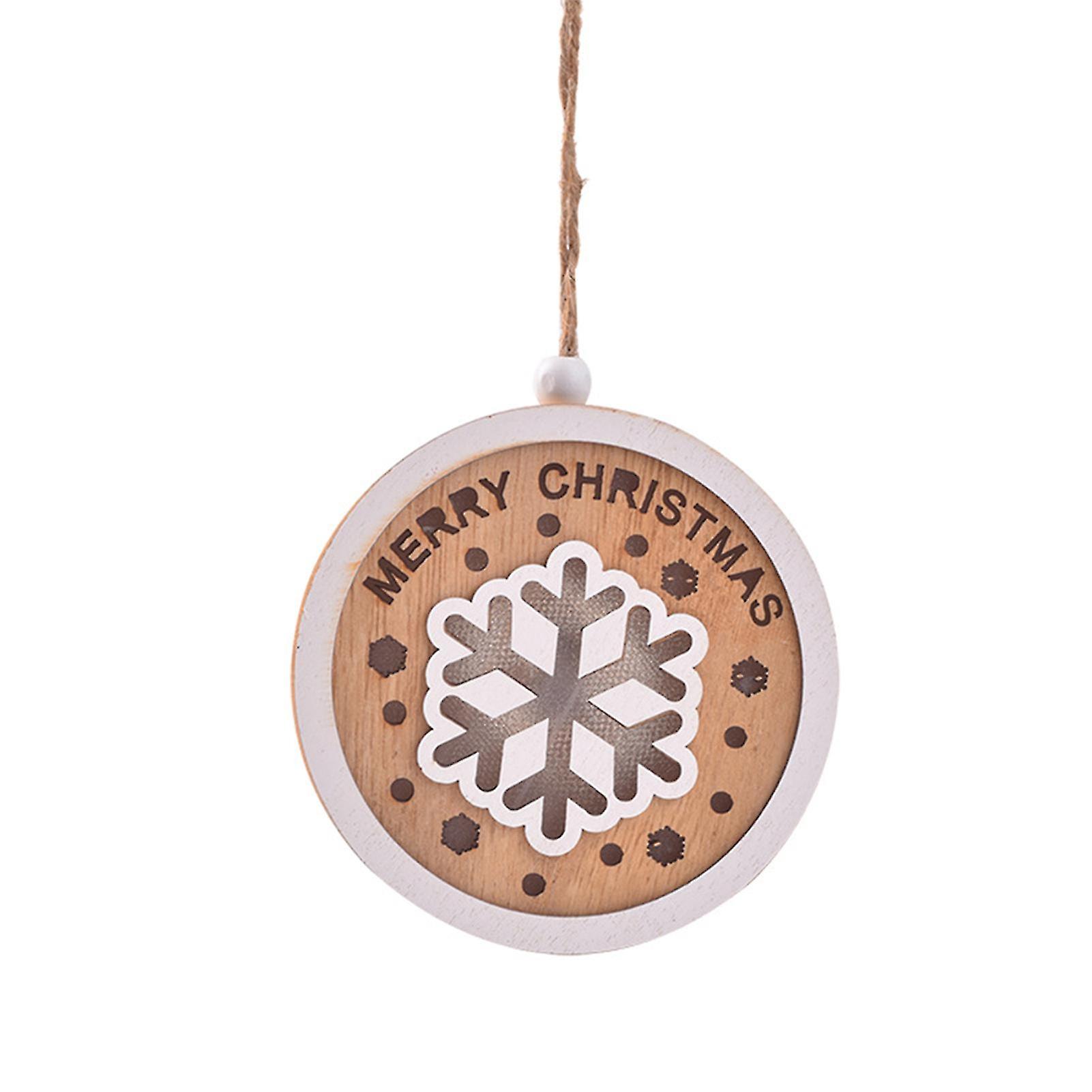 Led Wooden Christmas Ornament Hanging Decoration With Luminous Light For New Year Decoration