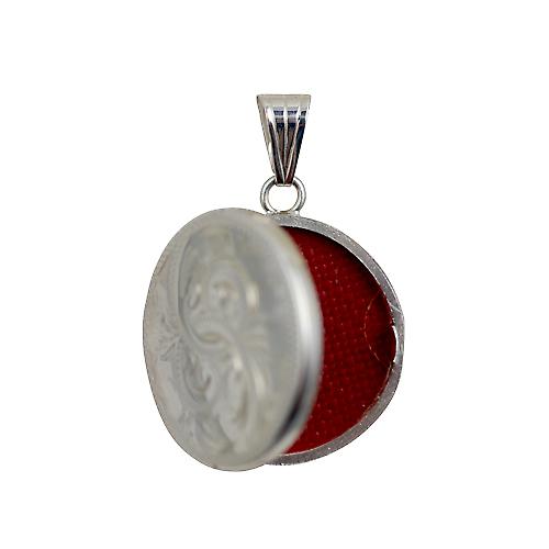 Silver 23mm engraved flat round Locket