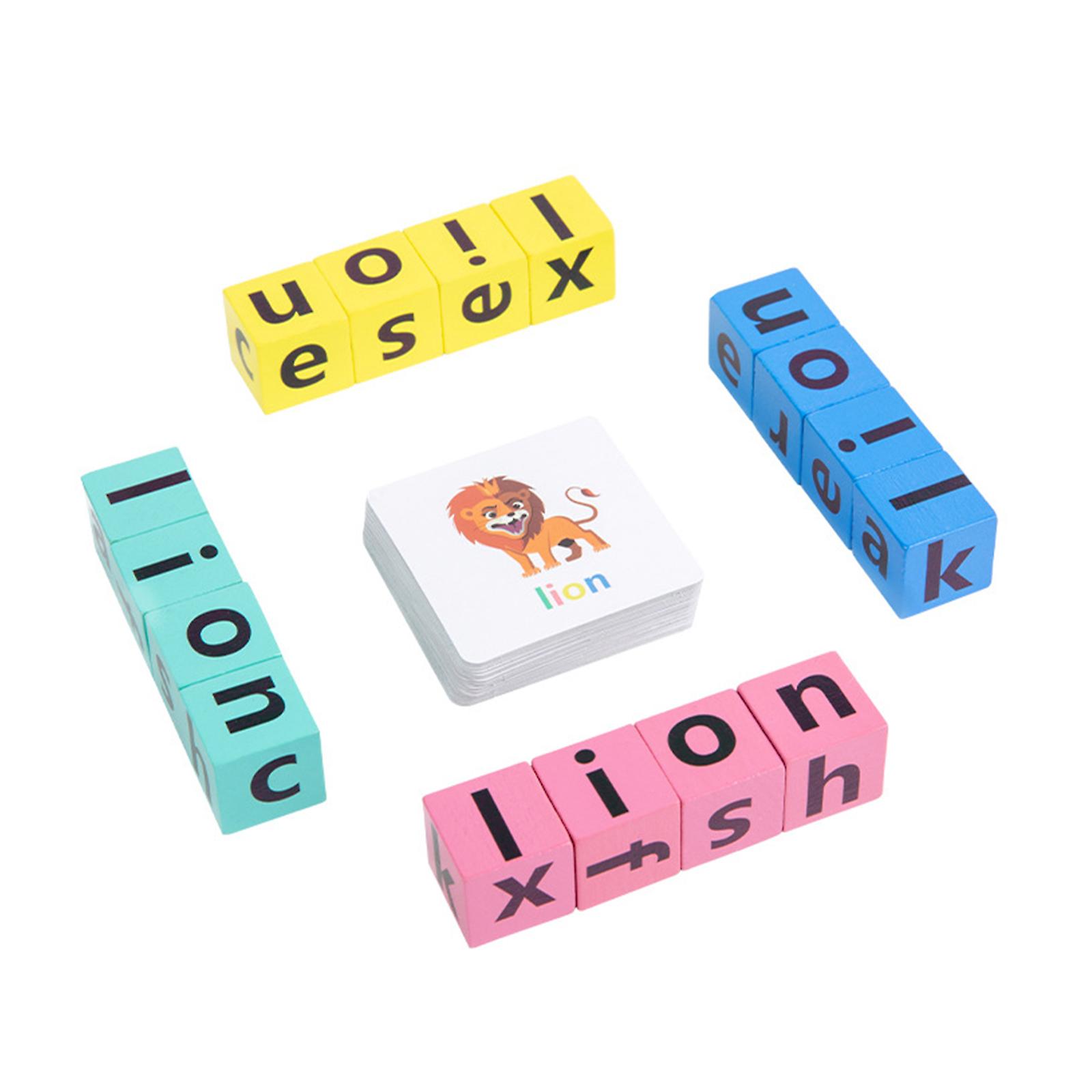 Fast Delivery Crossword Puzzle, Wooden Alphabet Blocks Spelling Game, Word Spelling Building Cubes Toys, Alphabet Word Matching Block Puzzle