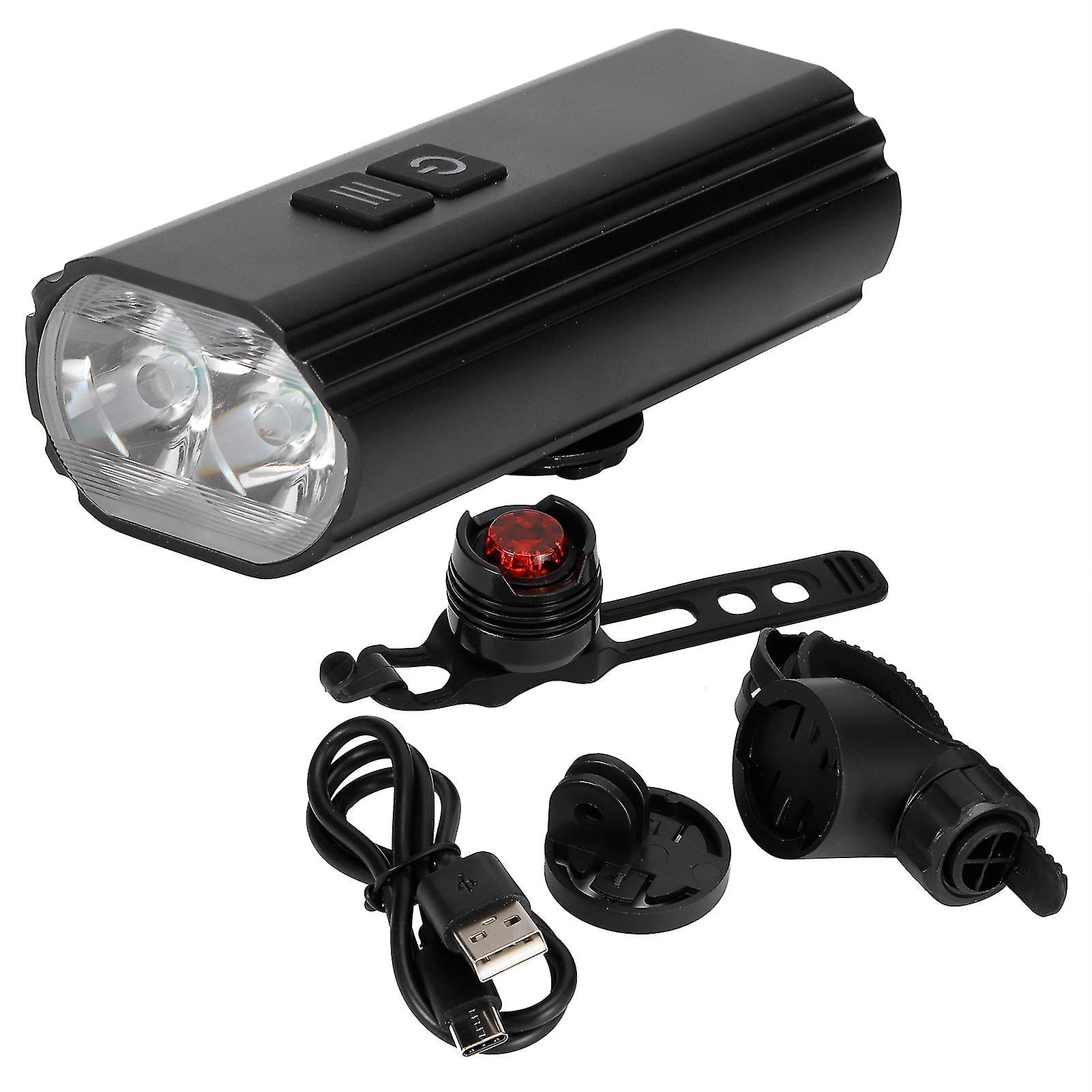 3 In 1 Bicycle Front Rear Lights Usb Rechargeable Dual Led Bike Headlight And Taillight