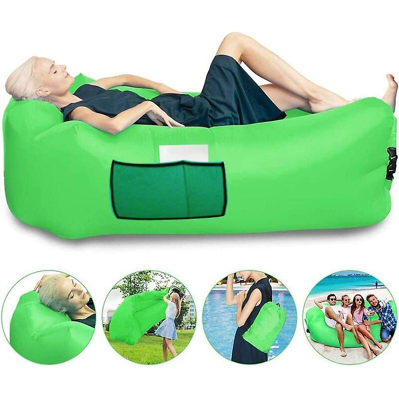 Waterproof Inflatable Hammock with Built-in Pillow and Small Storage Bag（green）
