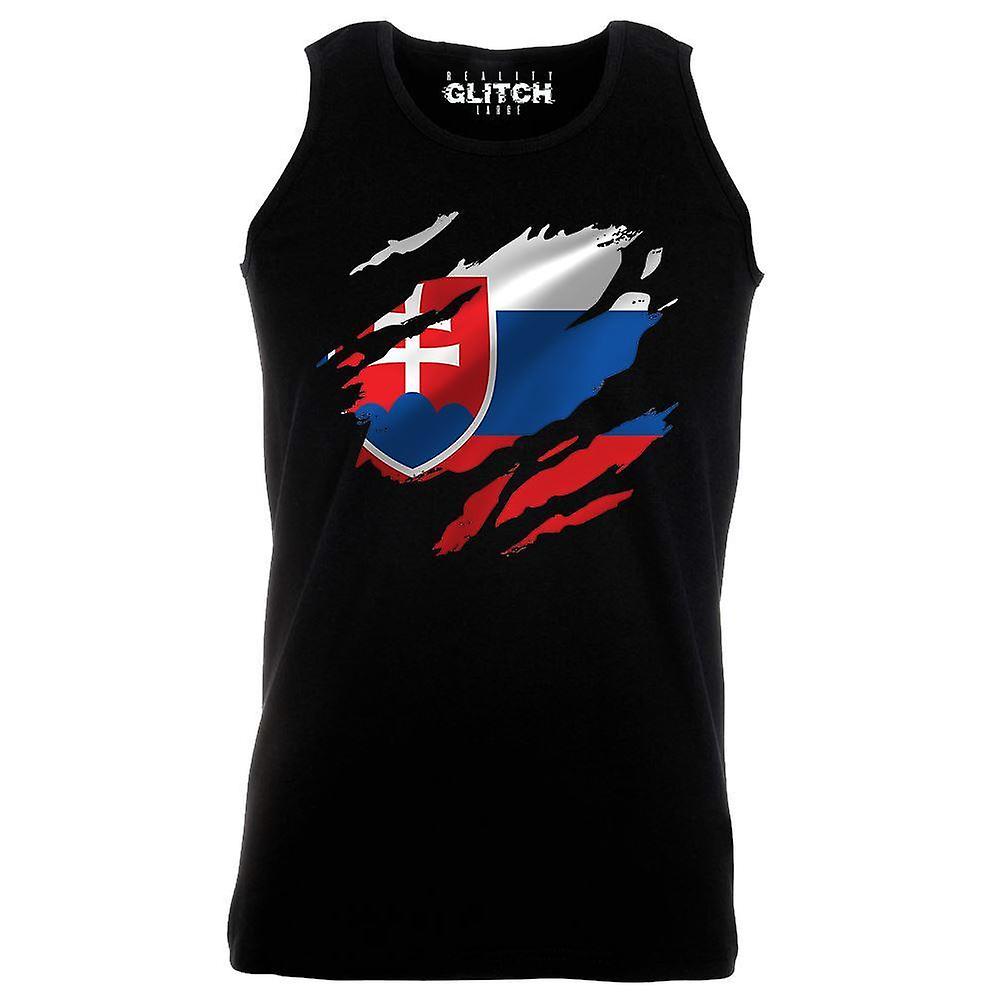 Reality Glitch Torn Slovakia Flag Mens Vest