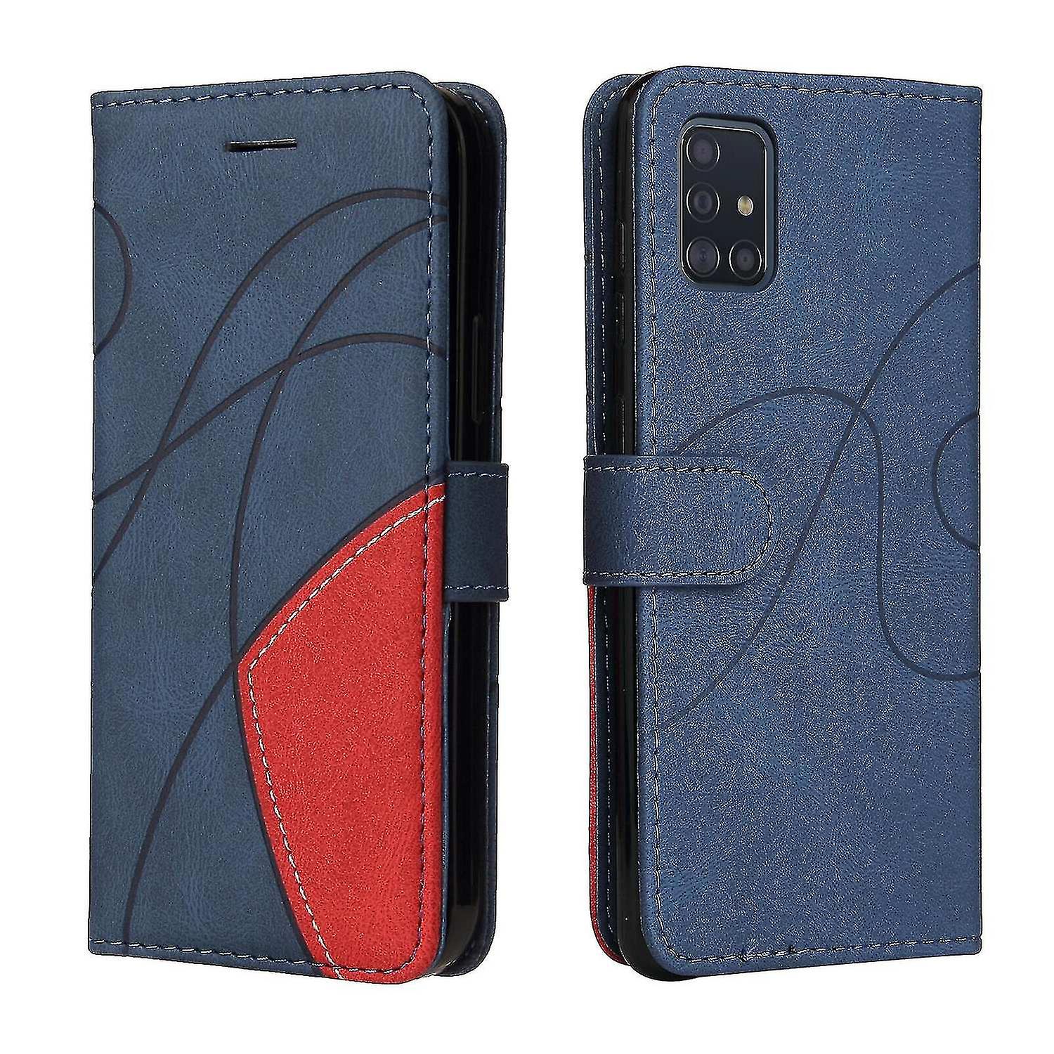 Compatible With Samsung Galaxy A51 5g Case Card Pu Holder Leather Cuir Wallet Flip Cover - Blue
