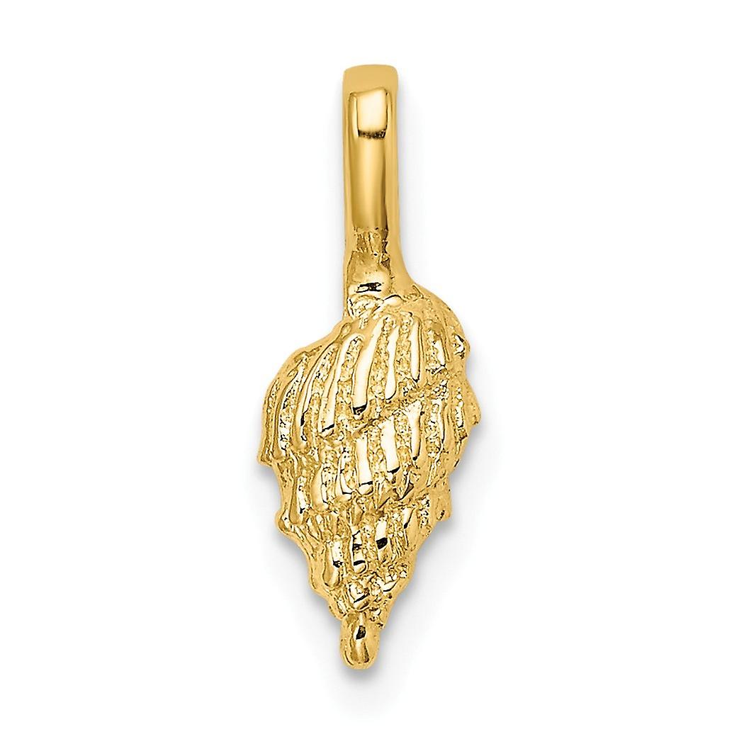 14k Gold Mini Conch Shell With Fixed Bail Charm 15.05x5.65mm Wide 3.4mm Thick Pendant Necklace for Women
