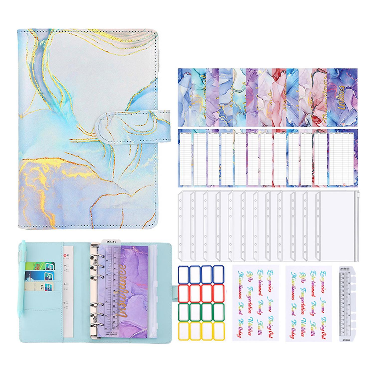 A6 Budget Binder with Marble Pattern PU Leather Gift for Friends Colleagues