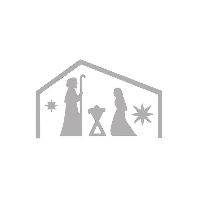 Punching stencil Christmas crib