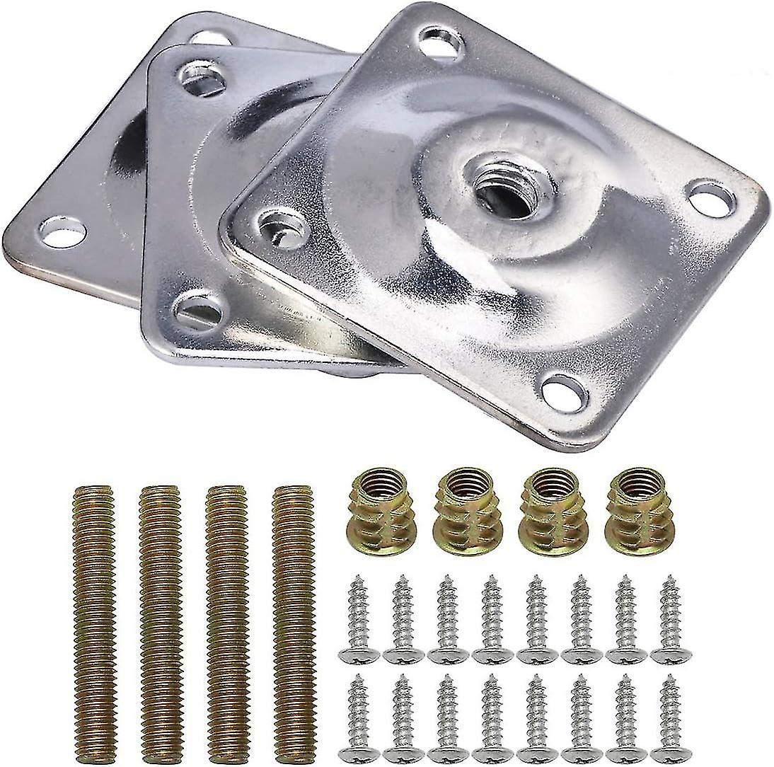 Leg Mounting Plates, La Vane Set Of 4 Furniture Leg Attachment Plates With Hanger Bolts Screws SXQ