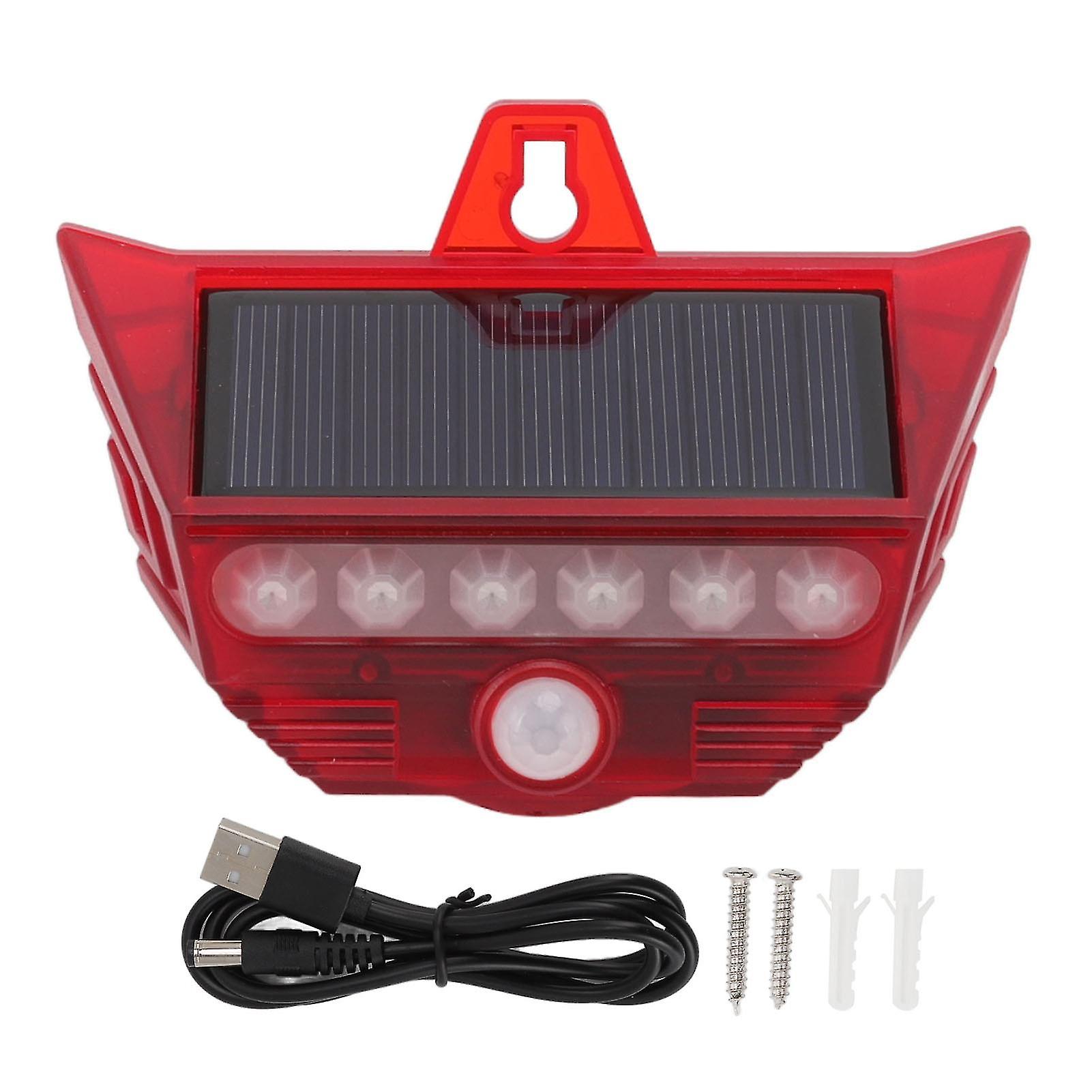 Solar Powered Outdoor Motion Sensor Alarm with Remote Control and USB Charging