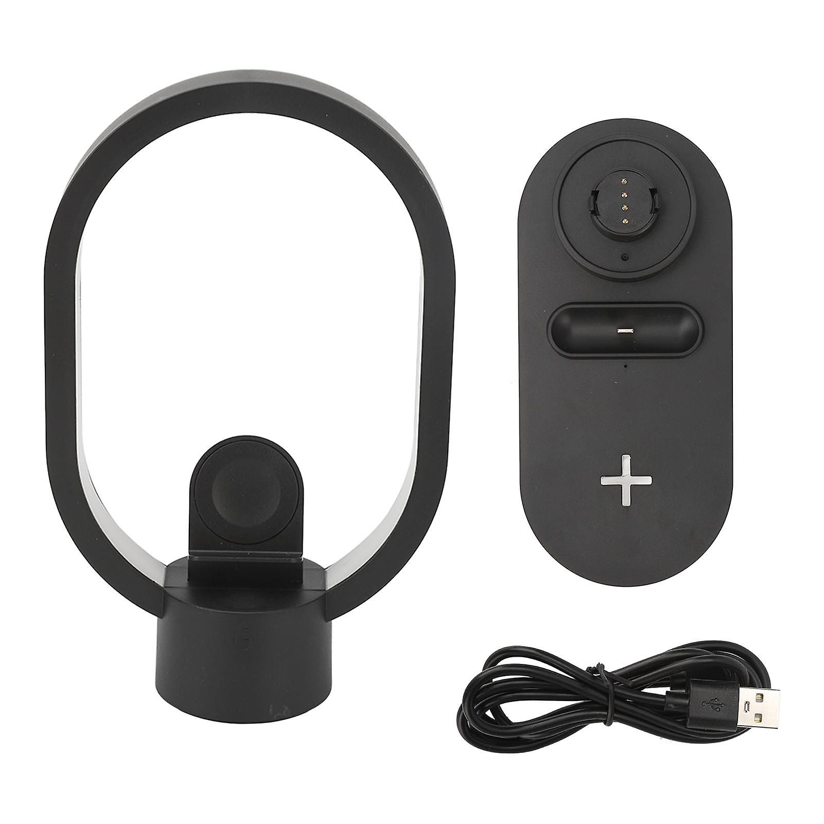 Veilleuse LED 4 en 1 avec chargeur sans fil, support pour téléphone portable, lampe de table à charge rapide 15 W