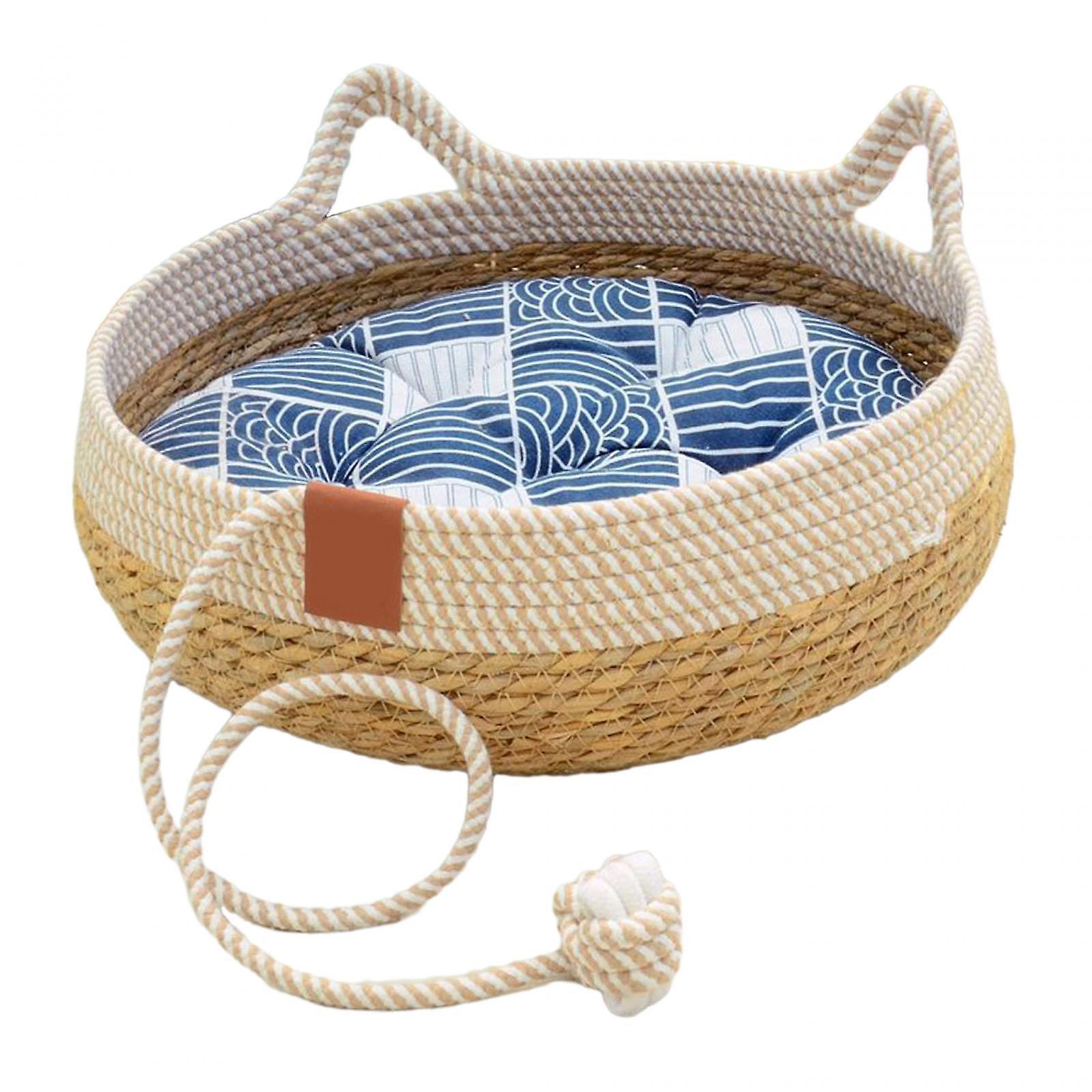 Cat Bed Slip Resistant Bottom Scratch Pad for Puppy and Kitten Summer Indoor L Blue