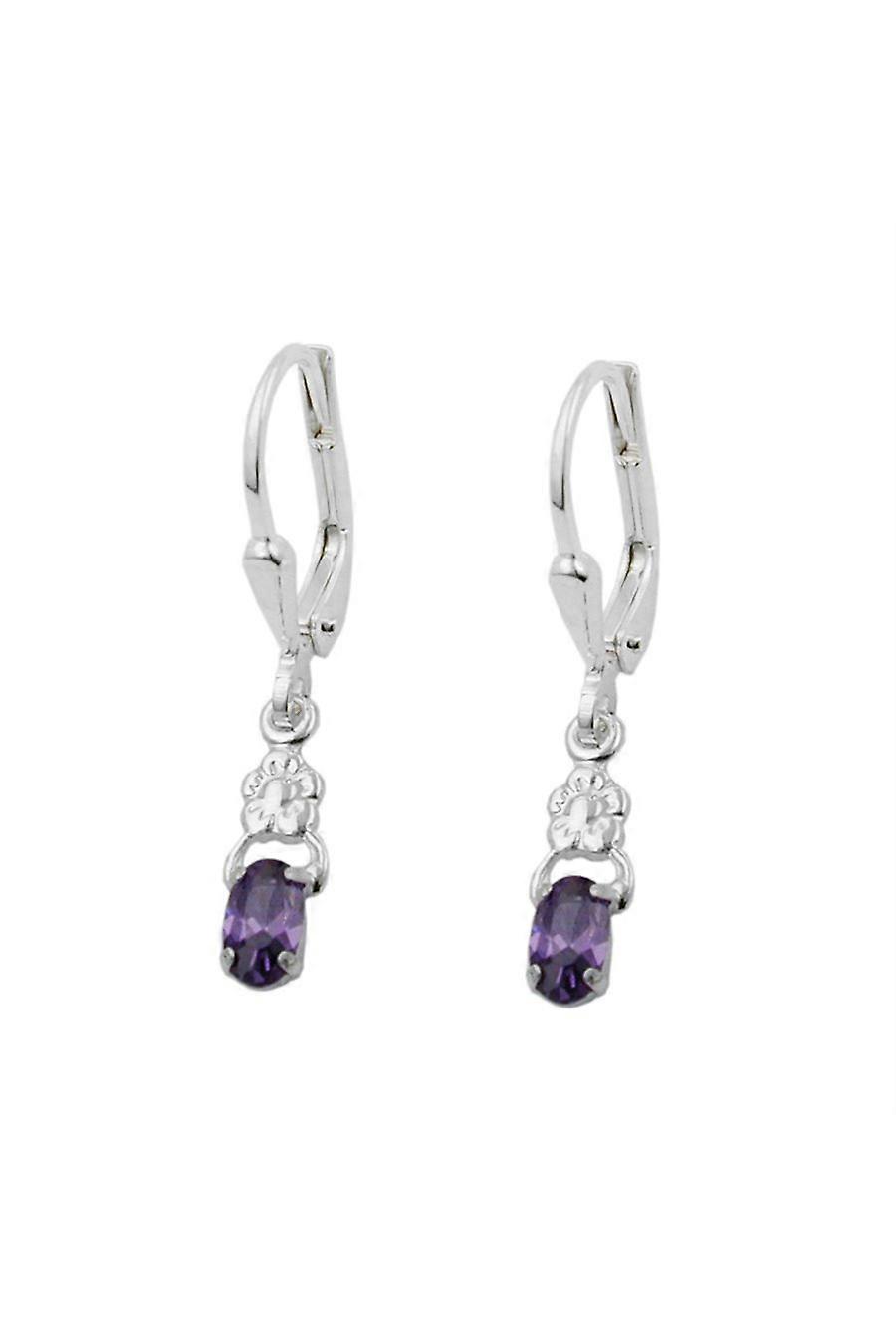 Leverback Earrings Amethyst & Flower Silver 925 - Gl91601