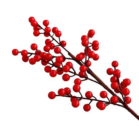 Christmas Artificial Red Berries Branch with Stem Realistic Reusable Holiday Party Xmas Tree Vase Home Decoration Foam Fake Berries