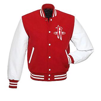 Letterman Houston Rockets Varsity Red And White Jacket