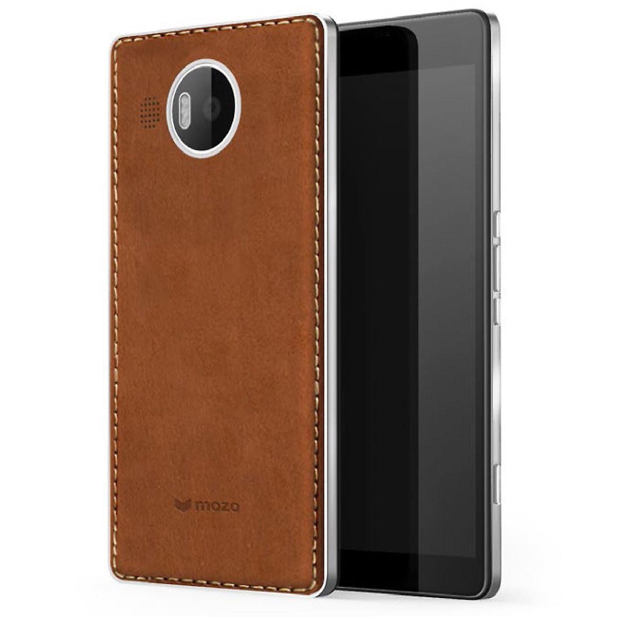 Genuine Mozo Qi Wireless Charging Back Cover Case with NFC for Microsoft Lumia 950 XL - Cognac / Silver - 950XLBCSWN