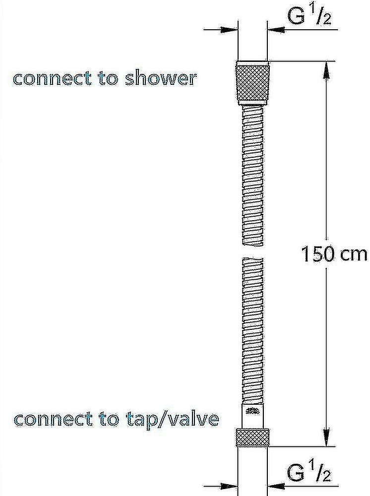 Anti Twist rustfrit stål 1,5 m sort bruseslange. Badeslange Standard