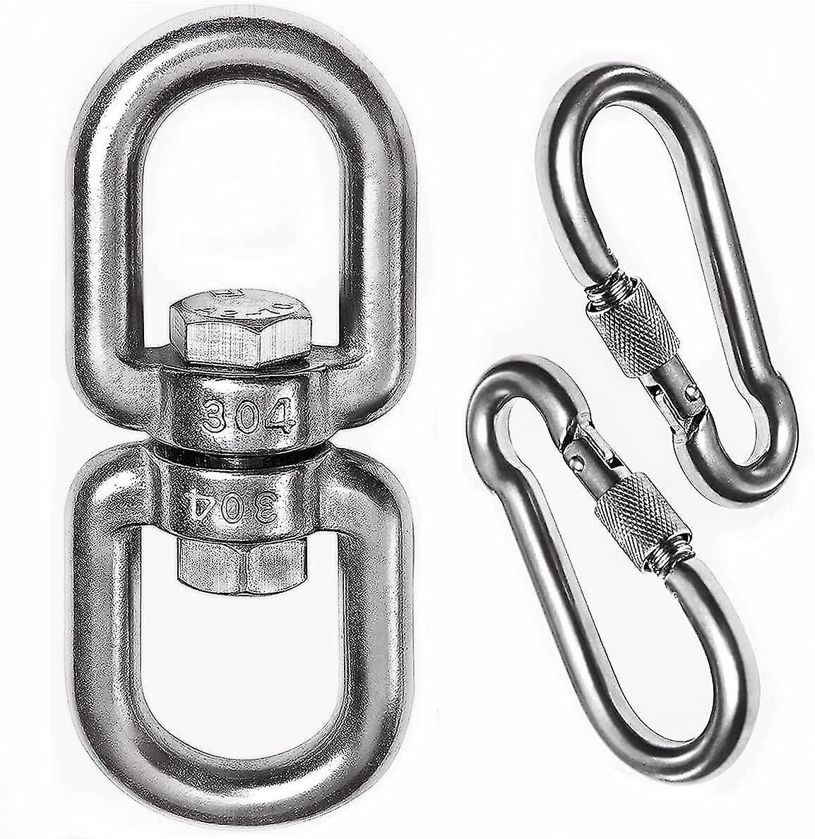 M8 2+1 304 Swivel Ring Double End Eye Hook with 2 Pieces Snap Hook for Tree Swing