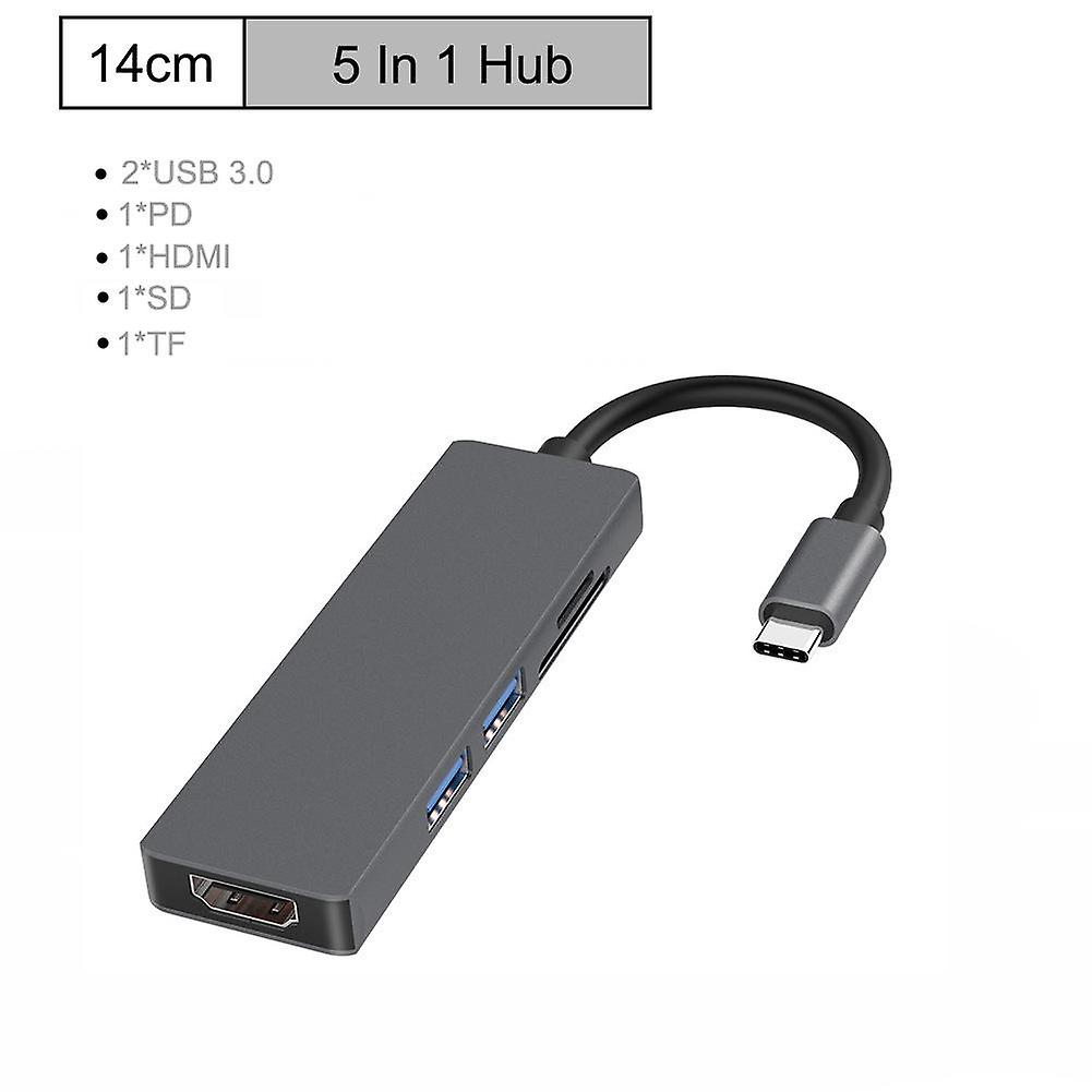 Type-c Docking Station Usb3.0 Converter 4k Macbook To Hdmi Hub 5-in-1 Card Reader
