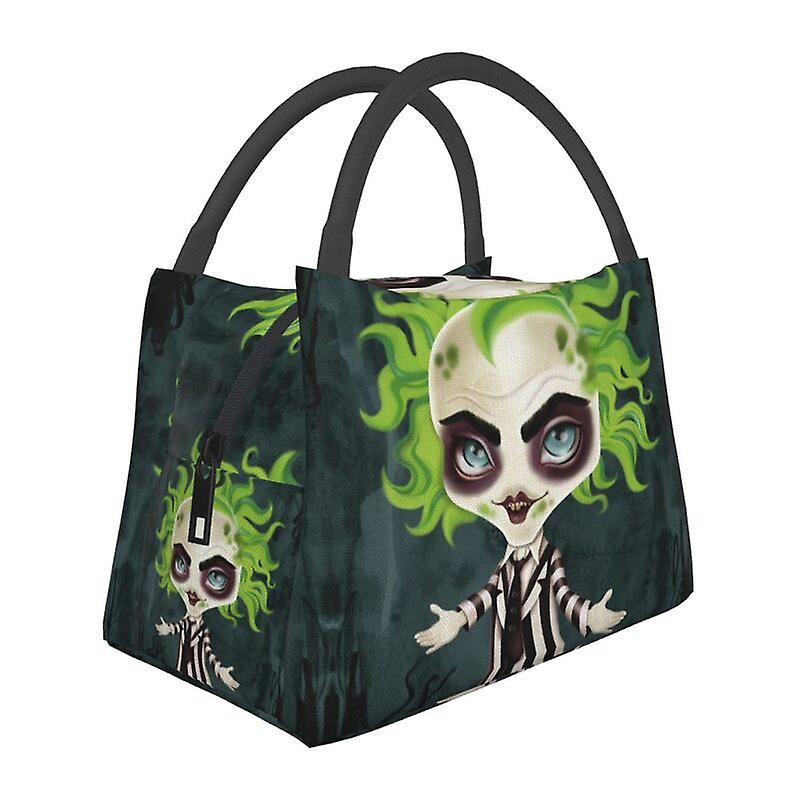 الرعب شبح Beetlejuice حقيبة غداء معزولة حرارية للنساء كوميديا خيال فيلم غداء حاوية للنزهة في الهواء الطلق وجبة الغذاء مربع