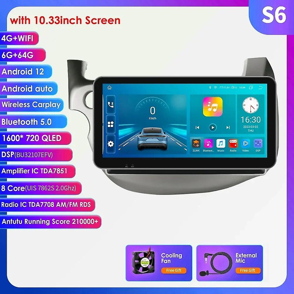 10.1" Ossuret Android 12 Car Radio For Honda Fit Jazz 2007 - 2013 Gps Multimedia Headunit Ui7862 Rds Dsp Carplay Bt 4g Octa Core