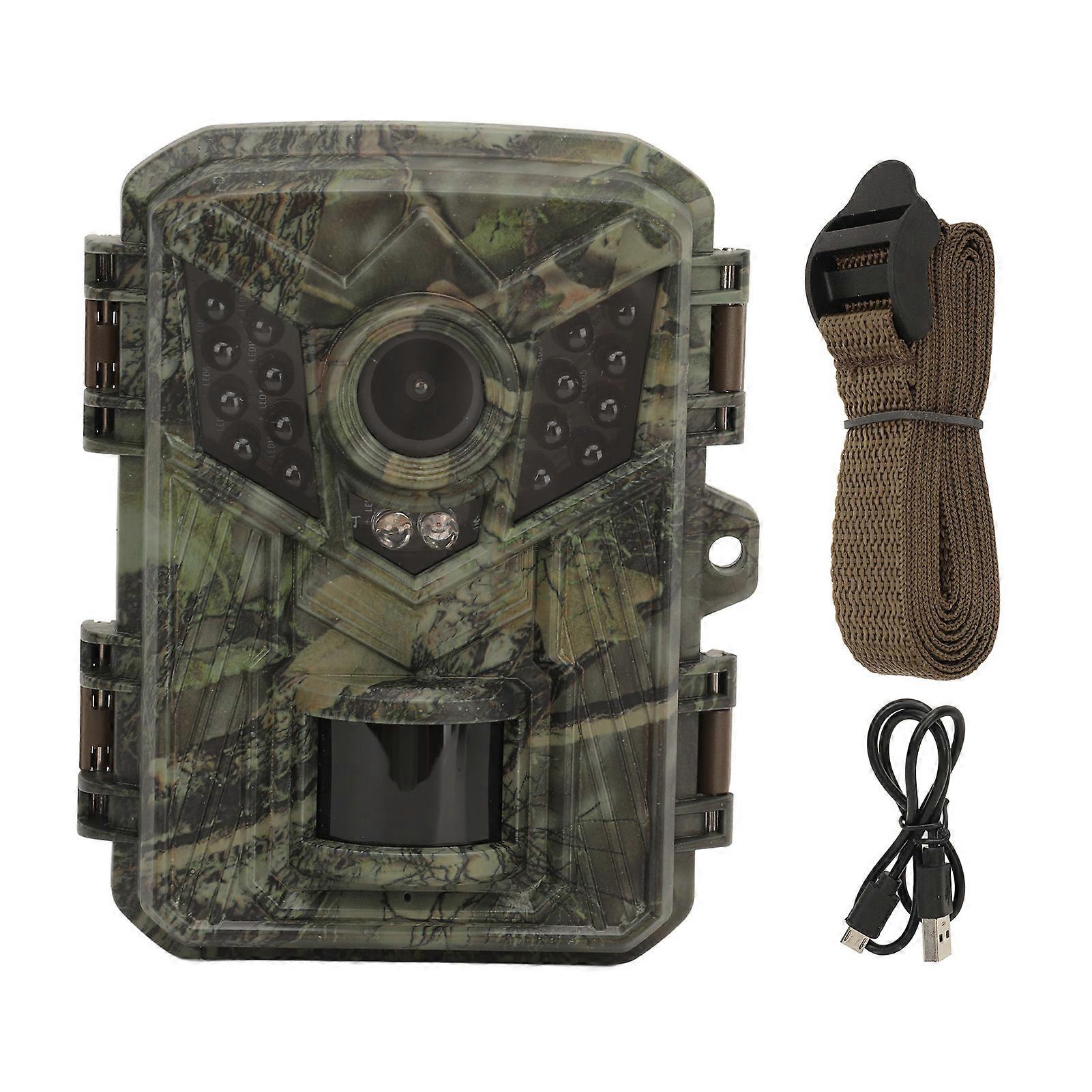 Trail Camera 1080P HD IP66 Waterproof PIR Sensor Motion Detection Infrared Night Vision Hunting Camera with 2in Color Screen for Wildlife Monitoring N