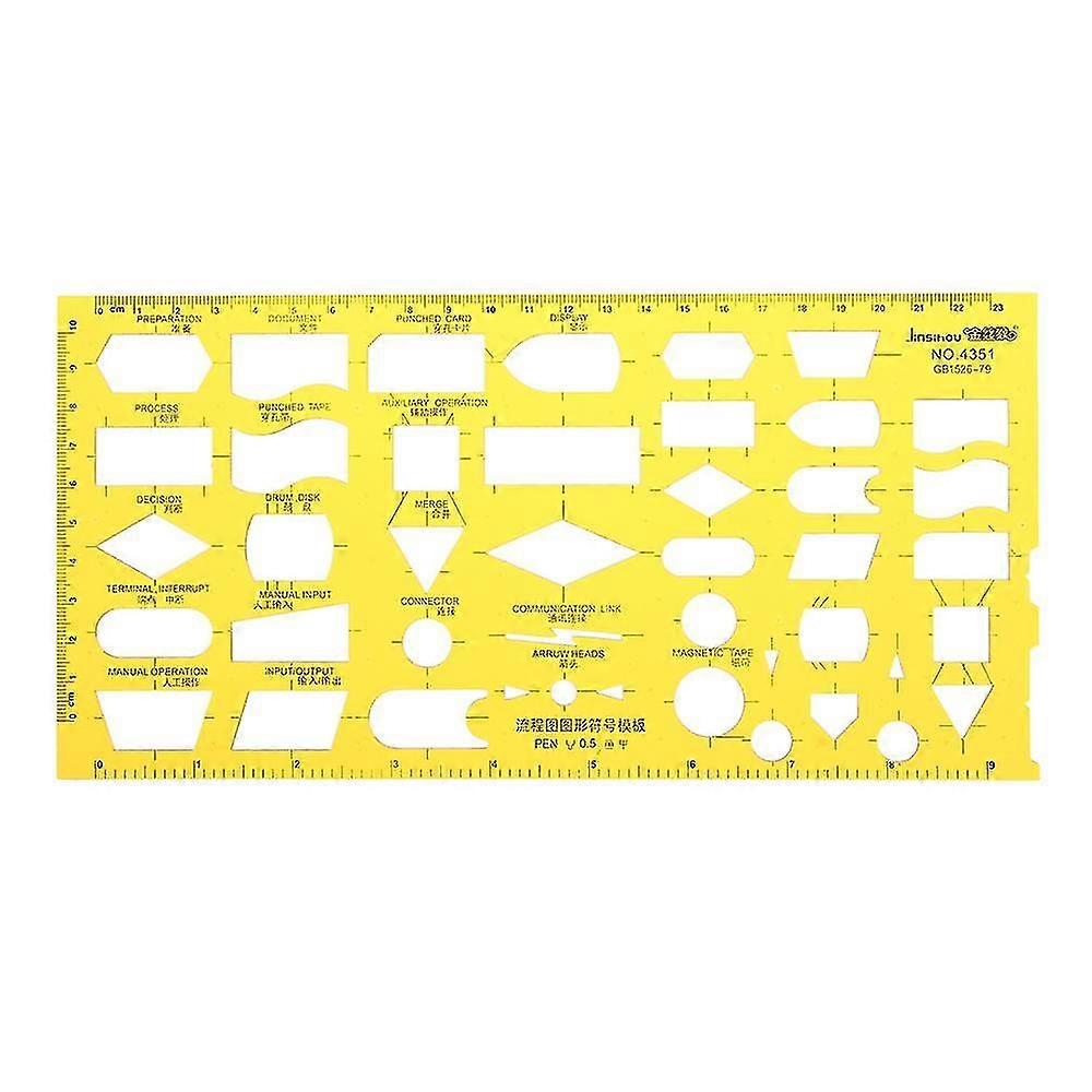 2PCS Flow Chart Flowsheet Process Diagram Symbols Drawing Template KT Soft Plastic Ruler DesignBoard