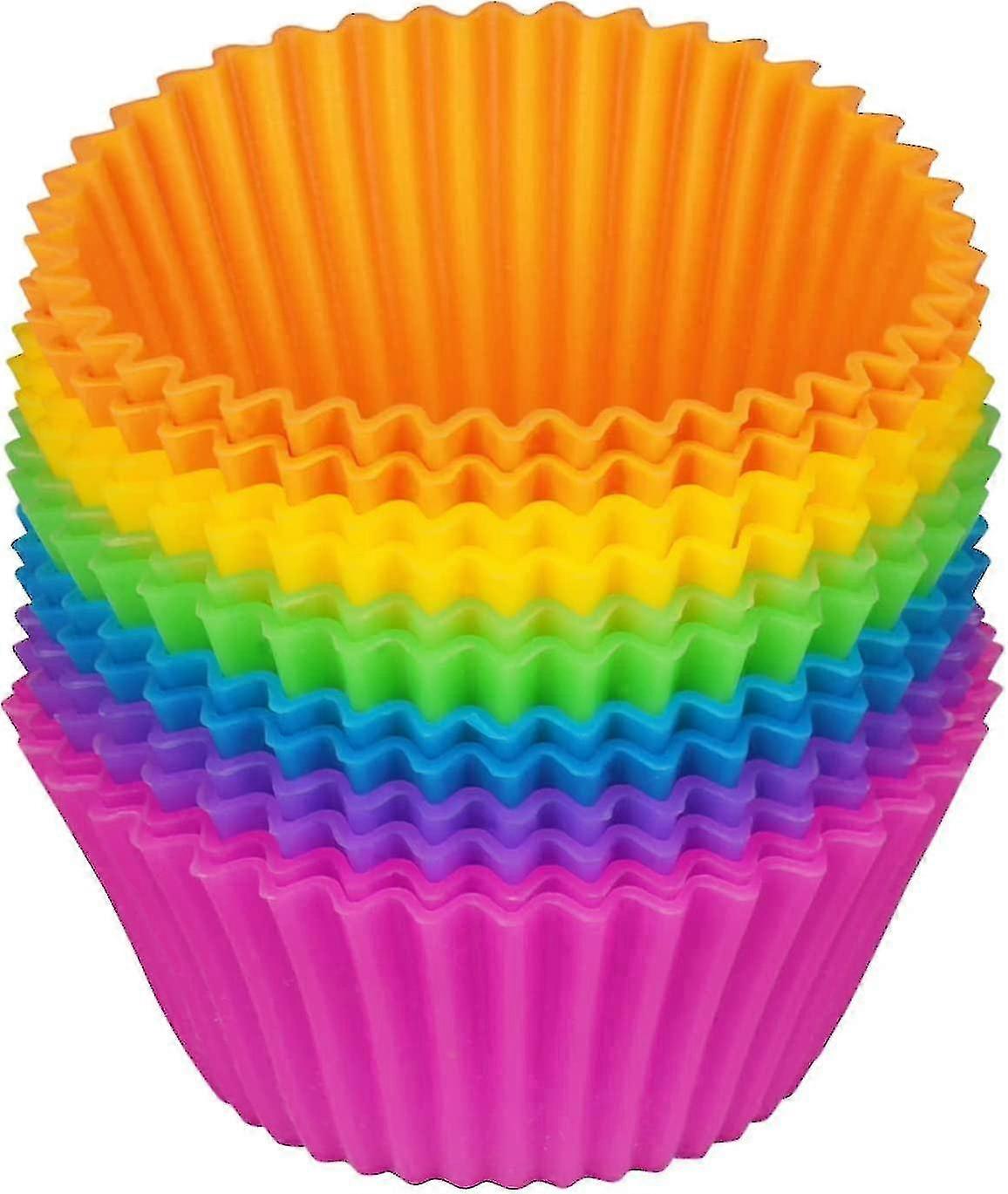 Silicone Cupcake Baking Cups 6 Pack, Reusable Non-stick Muffin Cupcake Liners Holders Set For Party Halloween Christmas, Easy Clean Pastry Muffin Mo