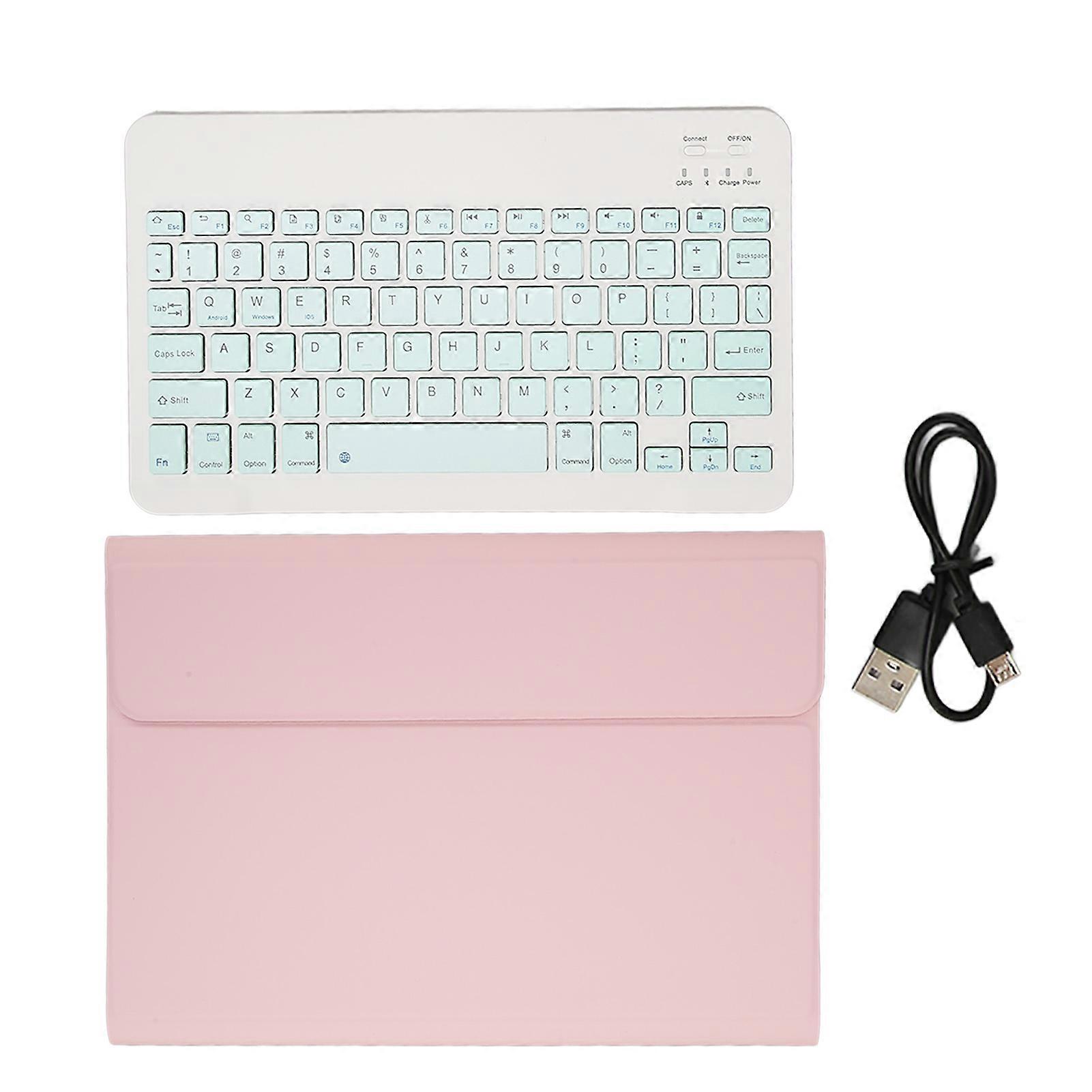 11in Bluetooth Tablet Keyboard Wireless Tablet Phone Teclado do computador com capa de couro protetora para OPPO Pad 11 Rosa