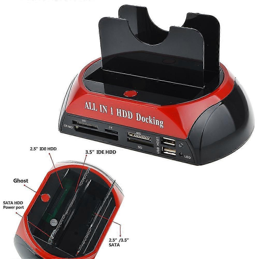 USB 2,0 1 stk Dual 2,5" 3,5" Ide Sata Harddisk Disk Holder Base Docking