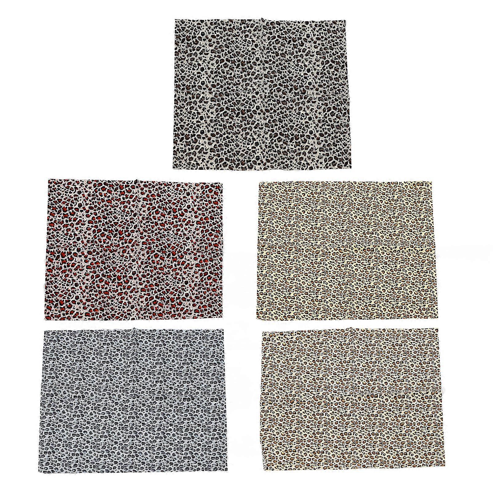 5Pcs Leopard Print Fabric Sewing Sheet 5 Colors Odorless Soft Leopard Print Quilted Patch Fabric