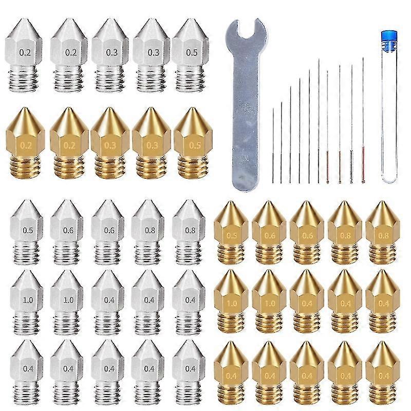 40pcs 3d Printer Nozzles Parts Mk8 0.4mm For Creality Cr-10 Ender3 Series Set